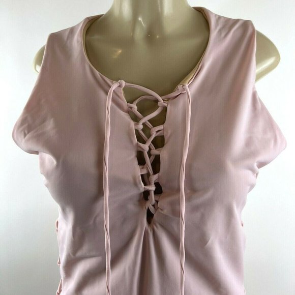 Alpine Butterfly Swimsuit Plus Size 2X Sorbet Pink One Piece Monokini Lace Up - Picture 5 of 13